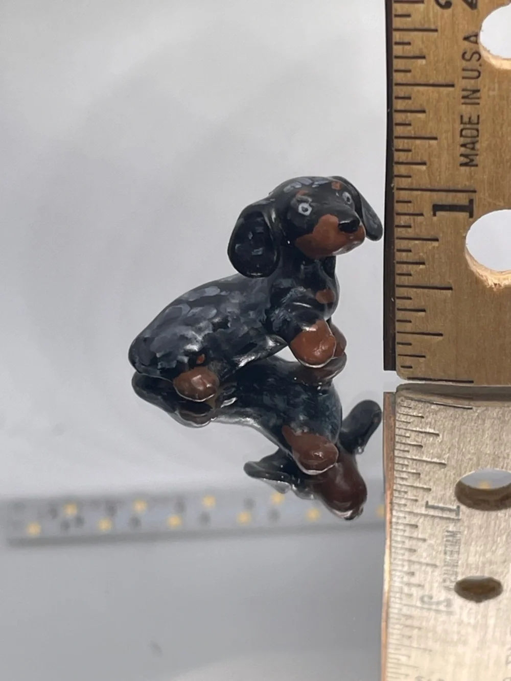 Dapple mini Dachshund Dog Figurine stoneware - Decorative Pet Accent